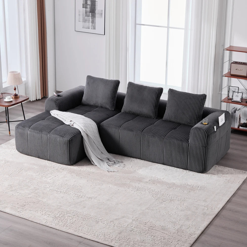 Kompakt modulsofa med sidelomme og kopholder