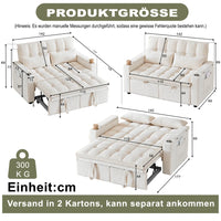 142cm Wide 3‑in‑1 Reclining Convertible Sofa Bed