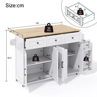 Kitchen Island with Folding Worktop Equipped with 5 Adjustable Rollers 4 Doors 3