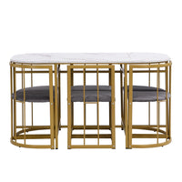 Six-Chair Dining Table Set:(White Table