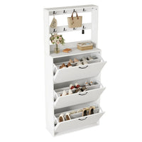 Shoe Cabinet with 3 Doors, Shoe Rack, Shoe Cabinet with Hooks