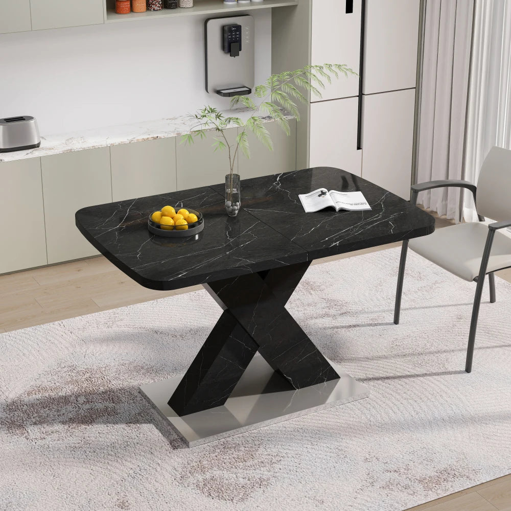 120CM-160CM Modern Rectangle Dining Table, Stretchable