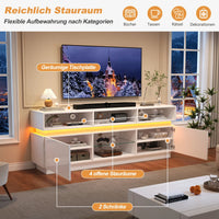 160*35*60cm TV Stand, High Gloss LED TV Cabinet with Tempered Glass Sheet