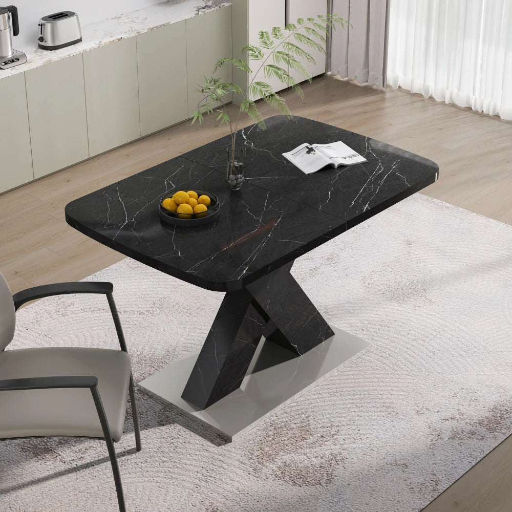 120CM-160CM Modern Rectangle Dining Table, Stretchable