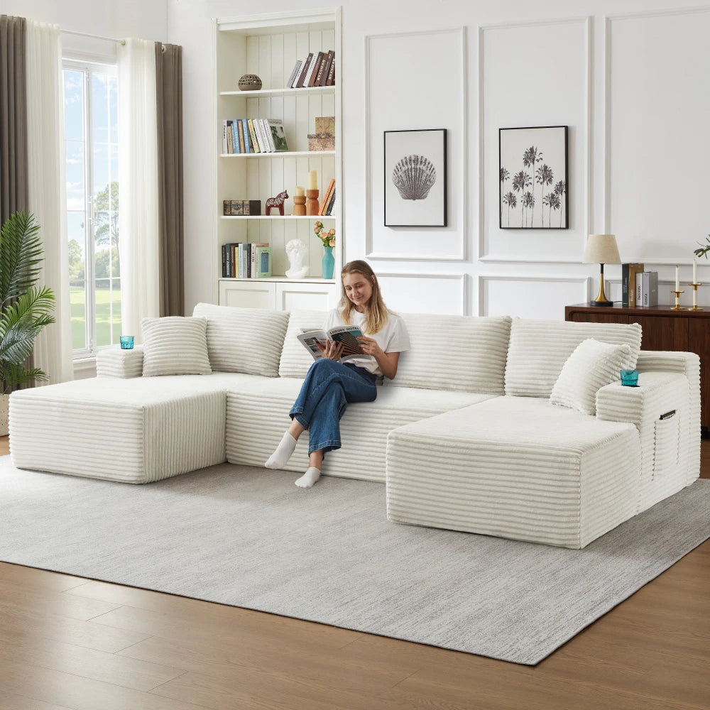 Boneless Modular U-Shaped Sofa Frame-Free for Living Room