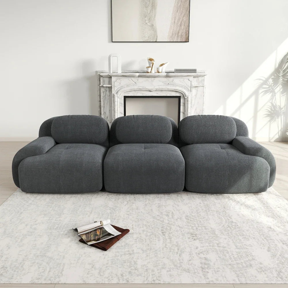 3-personers sofa i fløjl med skridsikker bund
