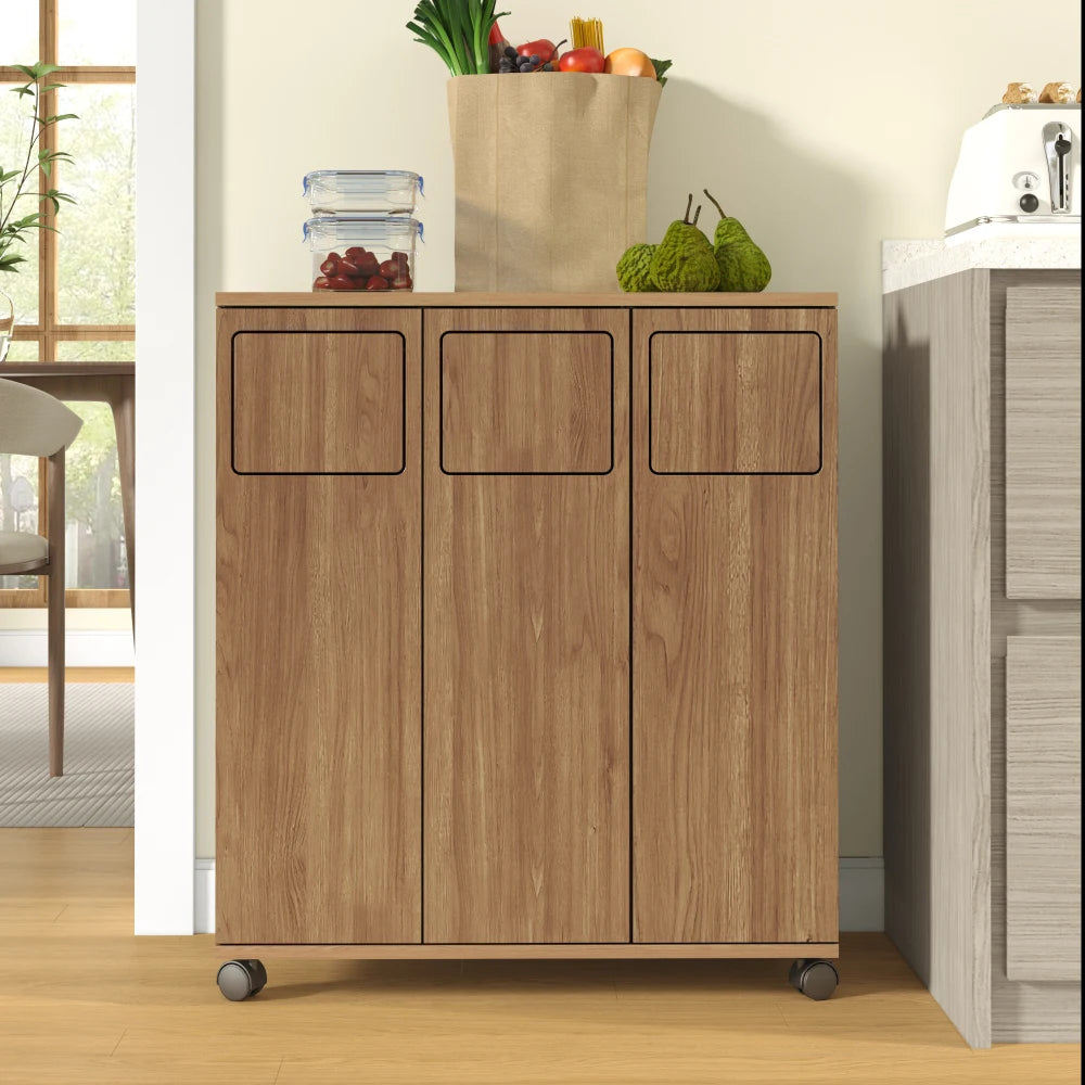 Rolling Trash Can Cabinet with Wheels