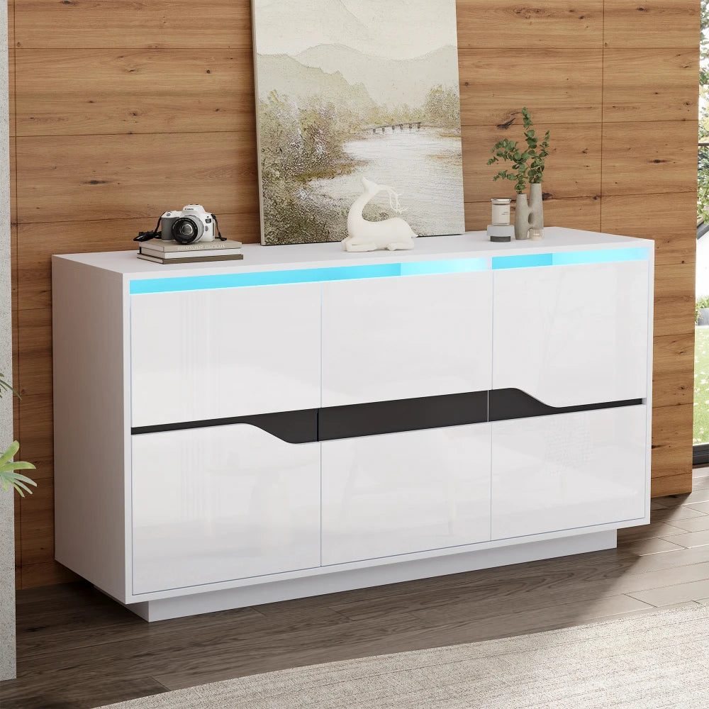 Living Room Cabinet, with 3 Doors, with Adjustable Partitions