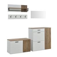 Shoe Cabinet + Wardrobe Rack Set, 5-piece, Shoe Cabinet, Shoe Bench, Mirror