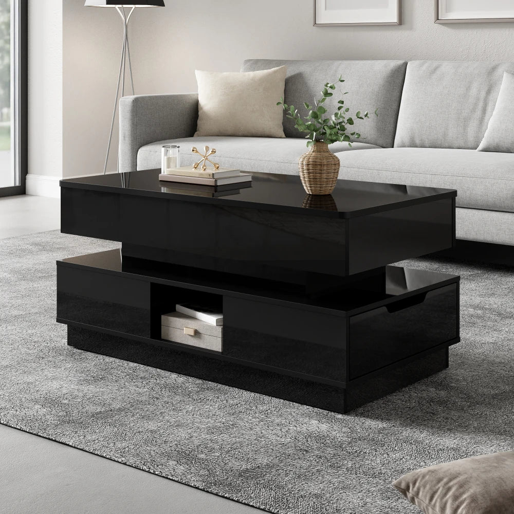 High Gloss Lift Top Coffee Table with LED Light