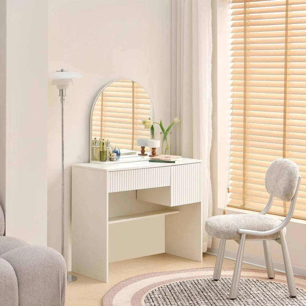 Modern White Makeup Vanity Table with Mirror