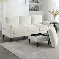 4-seater Elegant Sofa with Stool and Storage with Comfortable Armrests