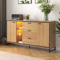 Modern Wooden Sideboard with Three Drawers and Storage Compartments