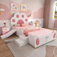 Cartoon Cute Pink Princess Bed Upholstered Bed, 90x200cm