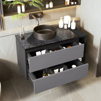 80cm Wide Sink Cabinet Hanging, with Ceramic Sink and Drawers