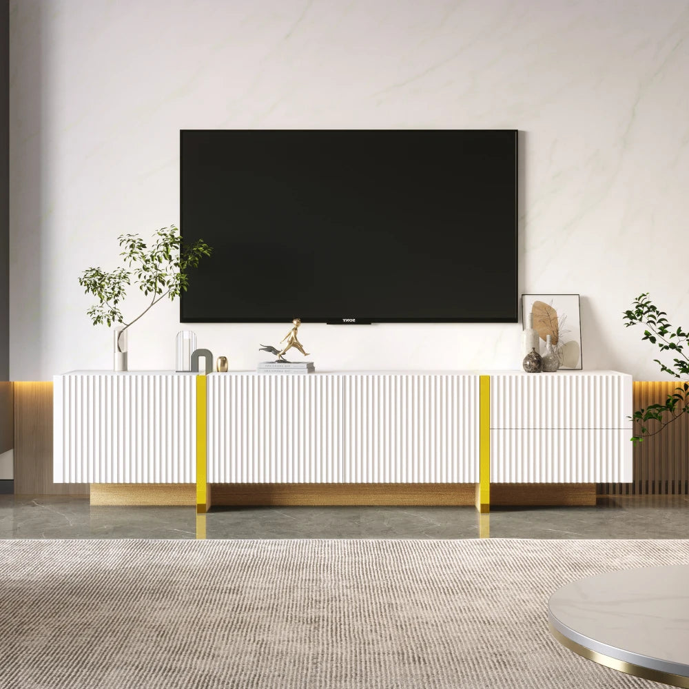 190cm Modern TV Cabinet, with 3 Doors and 2 Drawers, Large Storage