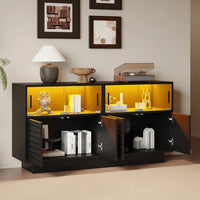 130*35*68cm Sideboard with 2 Cabinets, 4 Compartments, Glass Doors
