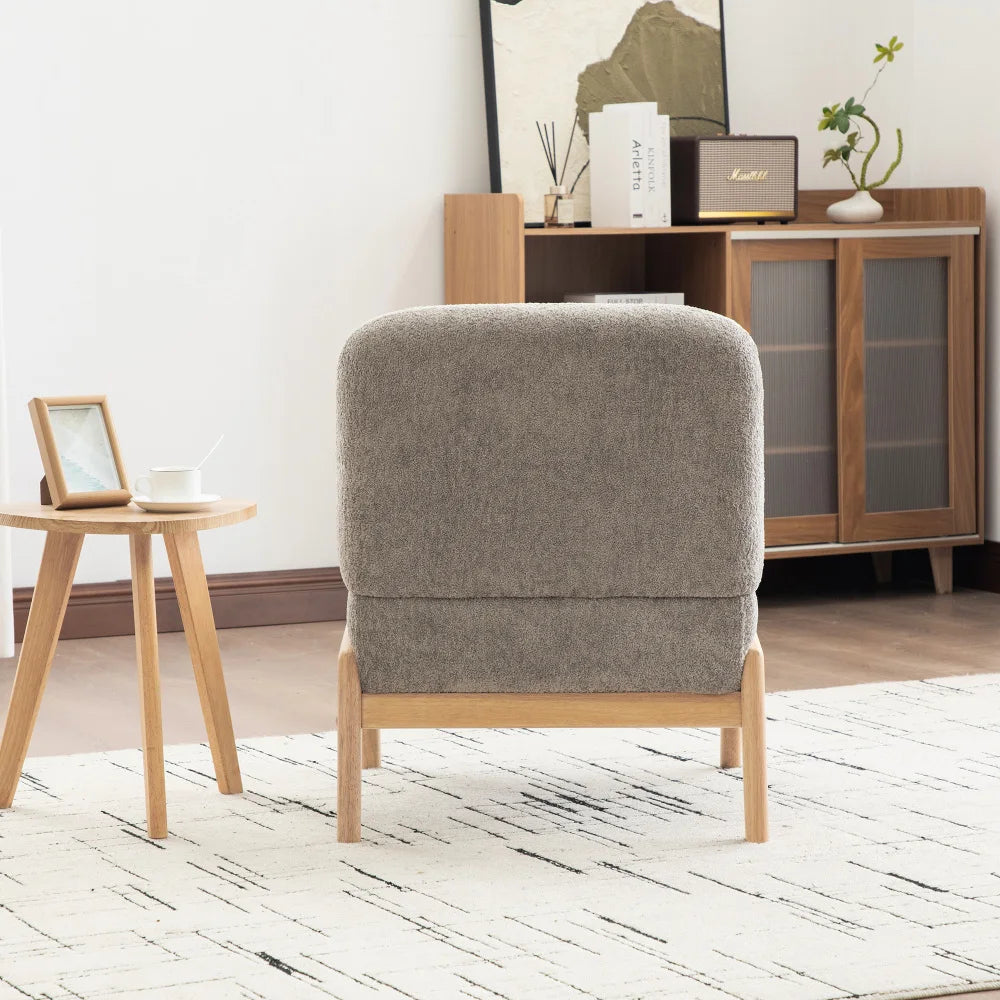 Fabric Lounge Chair, Soft Chenille Fabric and Stable Wooden Frame