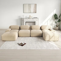 Boneless Corduroy Sofa, Breathable Rope Structure, Ultra Wide Armrests
