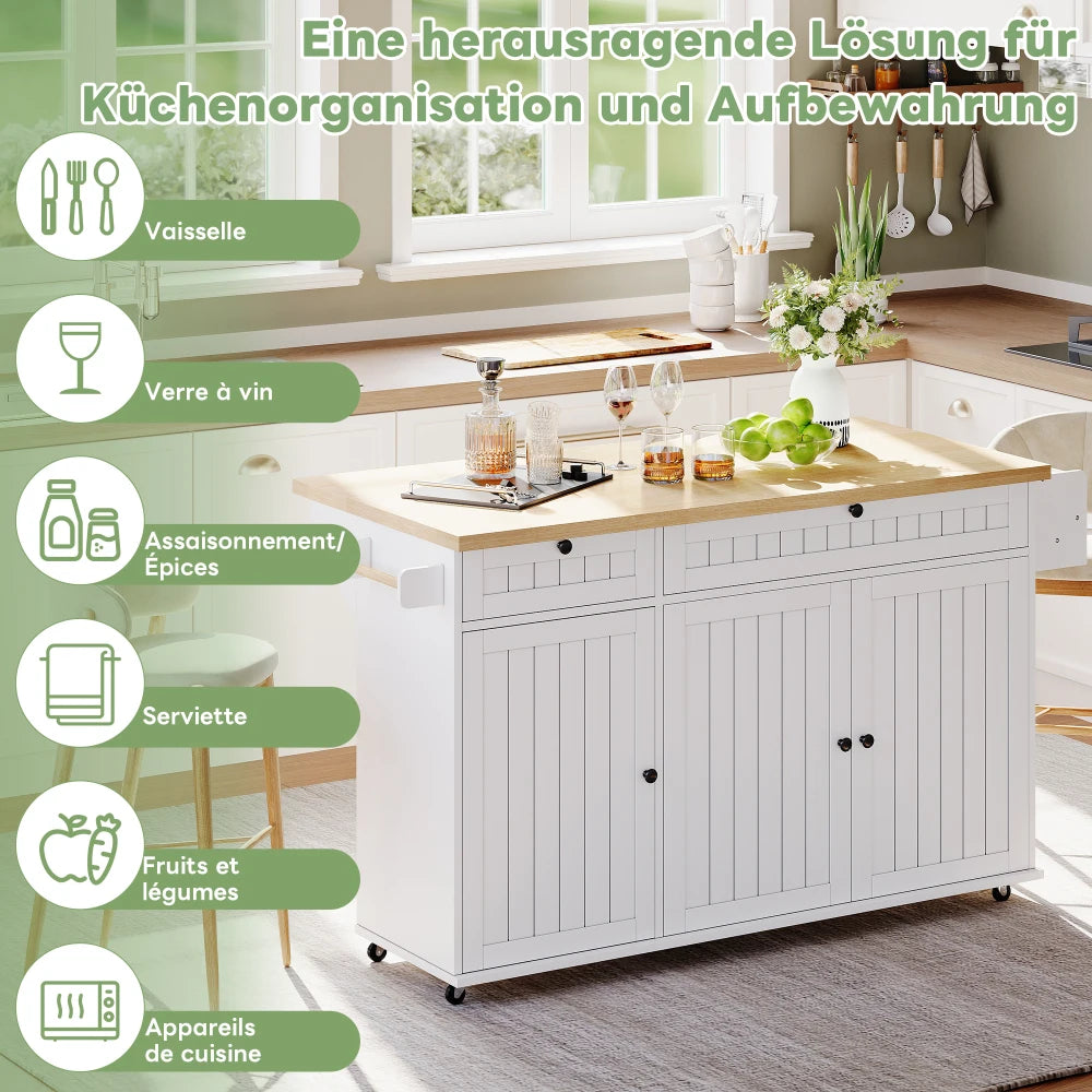 Kitchen Island with Folding Worktop
