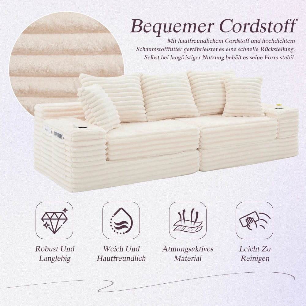 Modular Corduroy Compression Sofa Bed