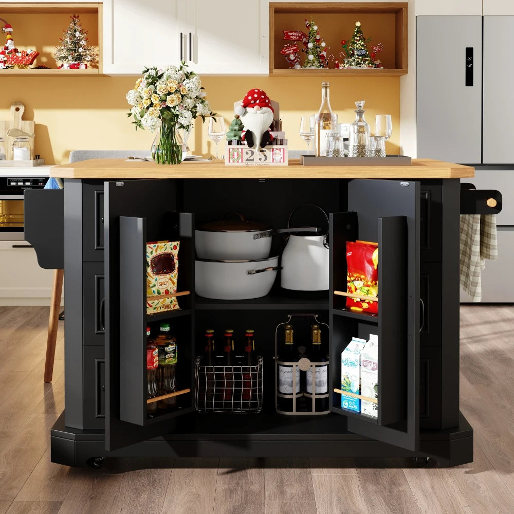 120x45(75)x91cm Modern Mobile Kitchen Island, Kitchen Cabinet
