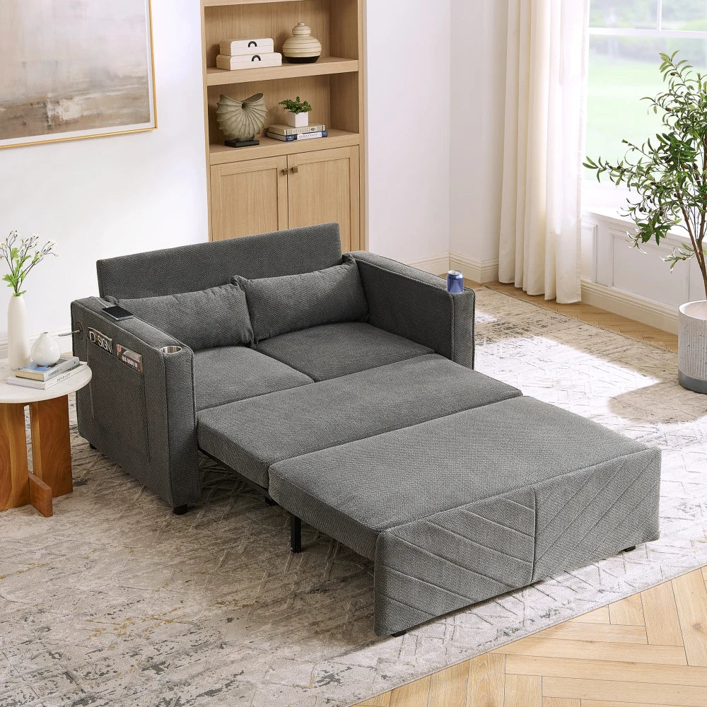 3-in-1 Minimalist Light Luxury 2-Seater Sofa Bed, Slide-to-Transform Design