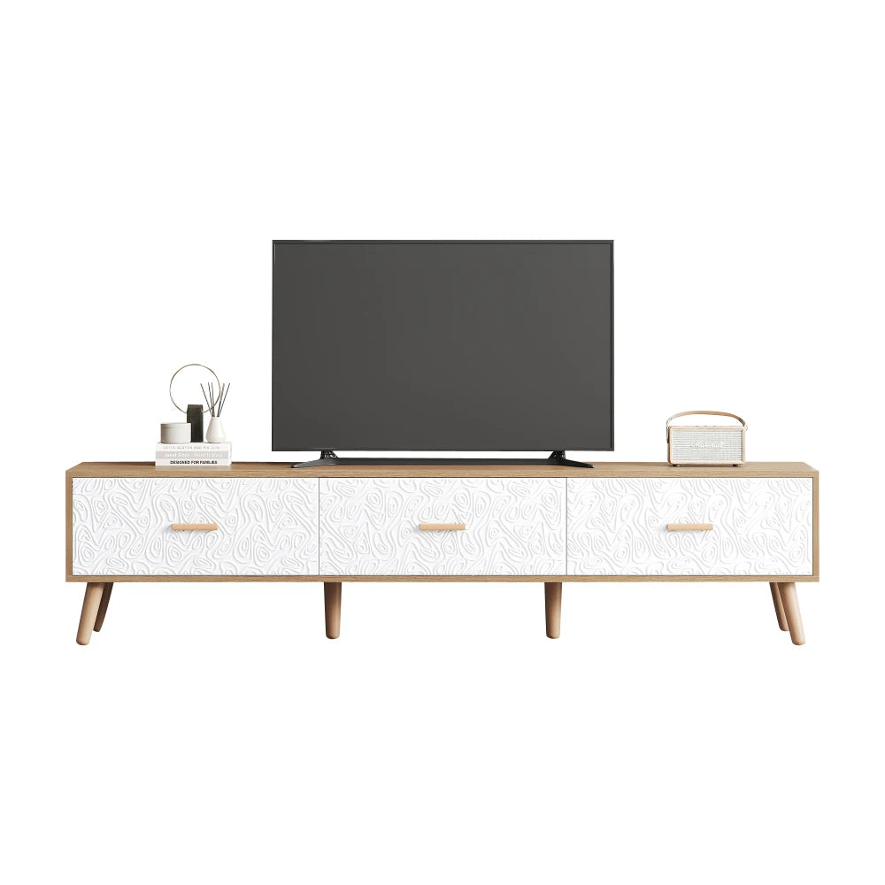Vintage TV Stand, TV Cabinet Wood TV Table, Living Room Bedroom, Light Wood