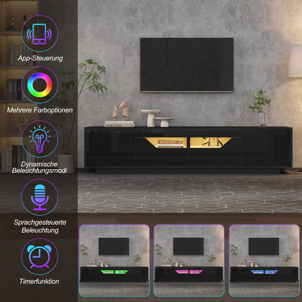 180x40x45cm High‑Gloss TV Stand Lowboard