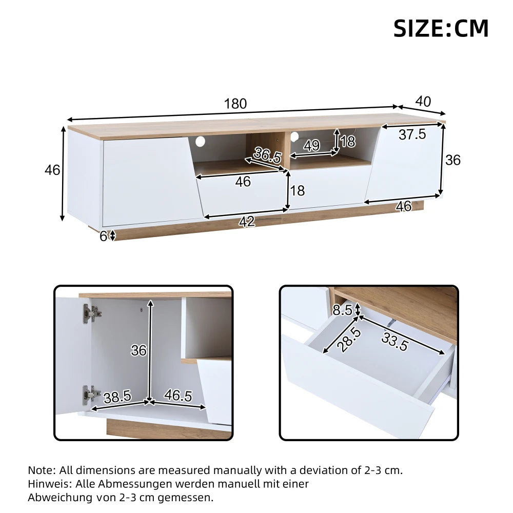 180*40*46cm TV Cabinet with 2 Drawers and LED