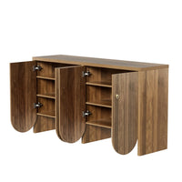 147×40×80cm Walnut Sideboard with 4 Doors