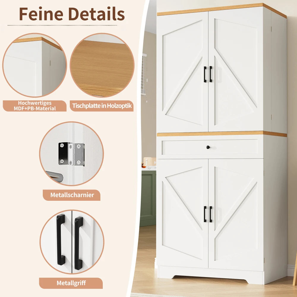 Kitchen Cabinet with 12 Doors & Drawers (80x40x180cm)