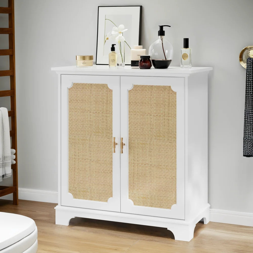 Sideboard, Buffet, Wine Cabinet with Rattan Doors, Kitchen Buffet