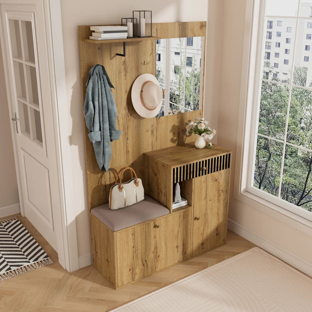 110 X 185, 5 X 37cm Compact Wardrobe, with Mirror and Cushions