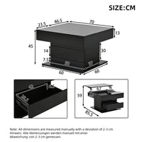 70*70*45cm High Gloss Coffee Table, Top Table 360° Freely Rotatable