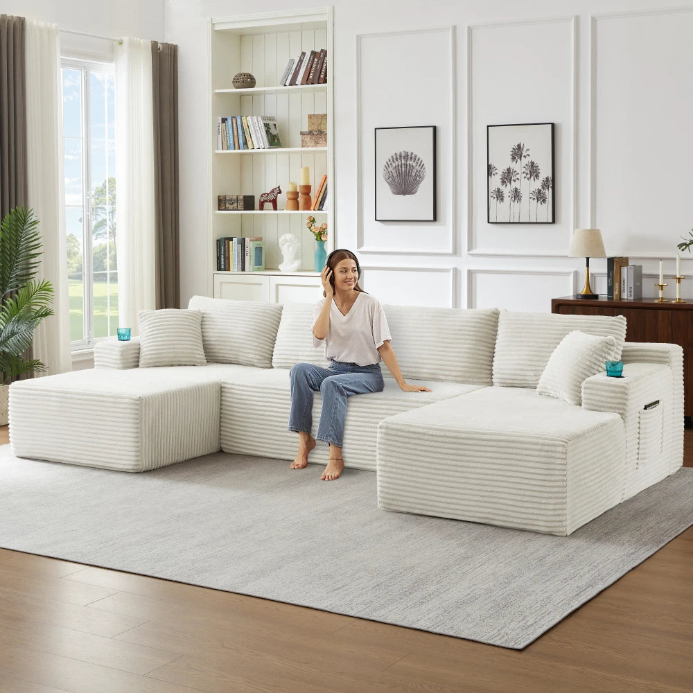 Boneless Modular U-Shaped Sofa Frame-Free for Living Room