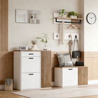 Shoe Cabinet + Wardrobe Rack Set, 5-piece, Shoe Cabinet, Shoe Bench, Mirror