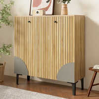 Modern Shoe Cabinet in Wooden Optics with Three Doors