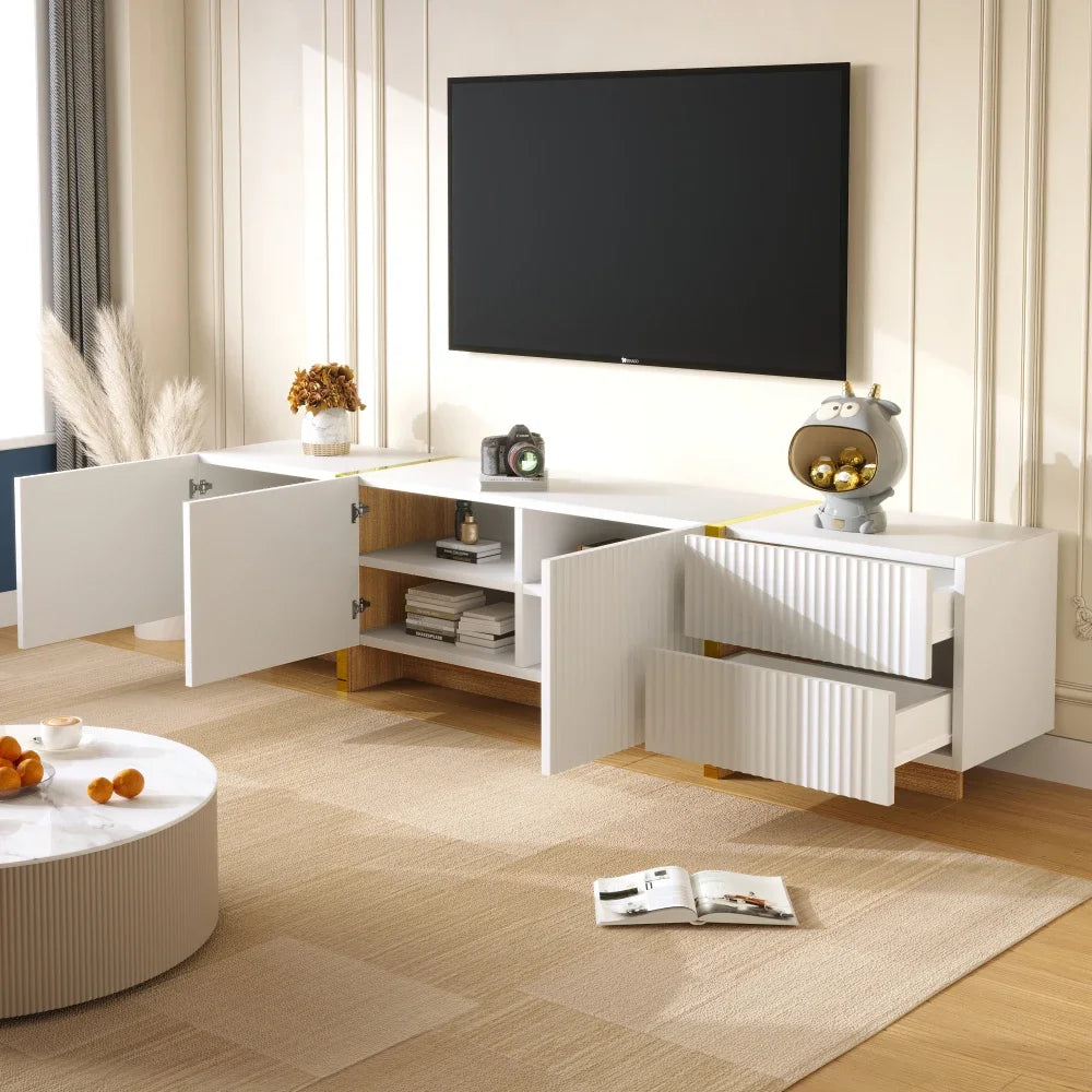 190cm Modern TV Cabinet, with 3 Doors and 2 Drawers, Large Storage