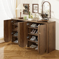 147×40×80cm Walnut Sideboard with 4 Doors