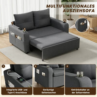 3-in-1 Pull Out Sofa Bed, Modern Double Sofa with Sleep Function