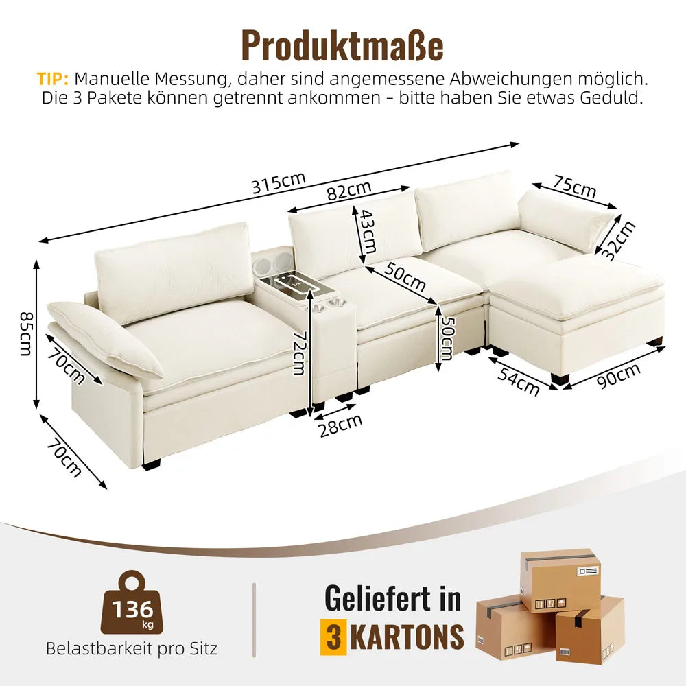 315cm Modern Modular Sectional Sofa