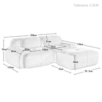 82'' Corner Sofa in Soft Cord Fabric, Modular Combined with Curved Armrests
