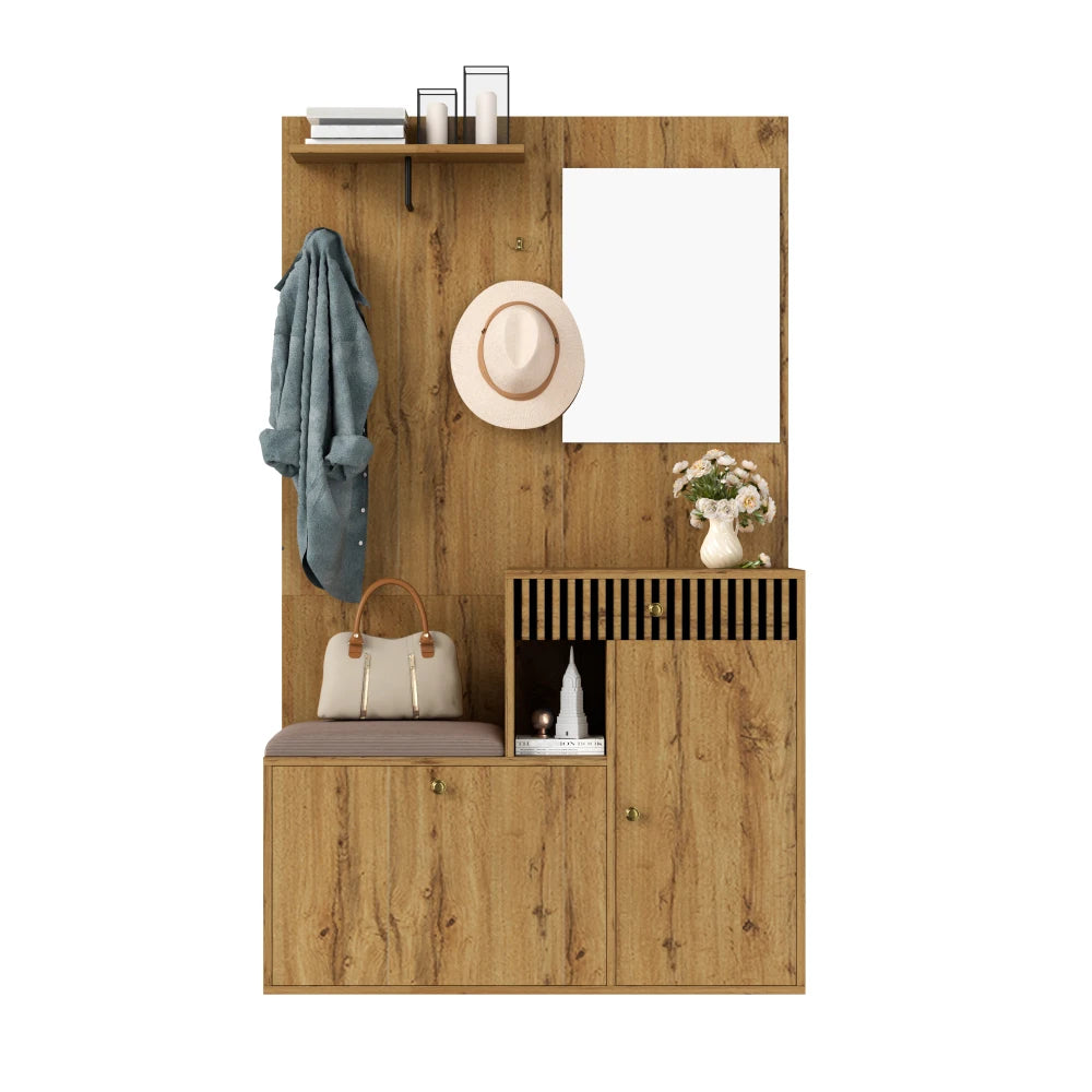 110 X 185, 5 X 37cm Compact Wardrobe, with Mirror and Cushions