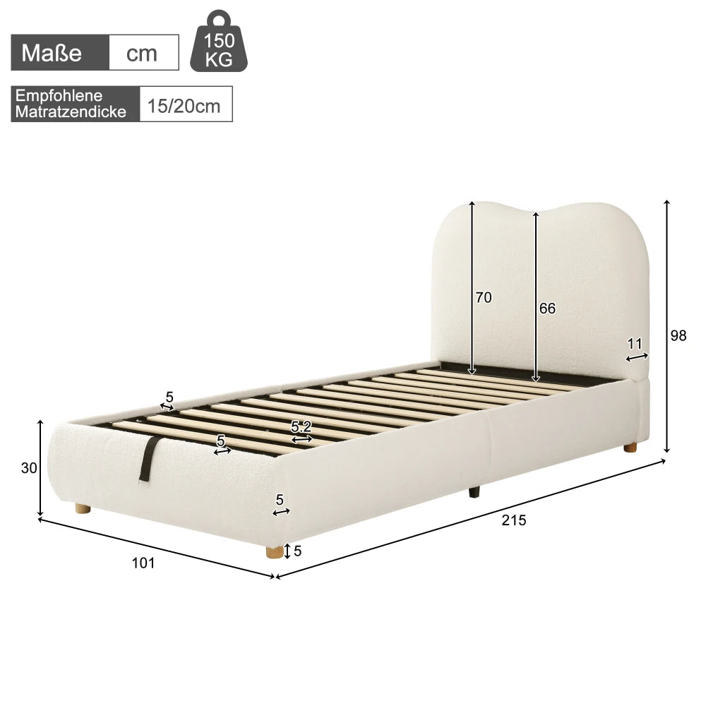 90 X 200cm Modern Upholstered Bed, Baby Cot, Hydraulic Functional Bed