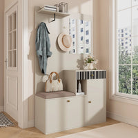 Wardrobe Set, Hallway Wardrobe with Mirror and Cushions, Living Wall, Shelf