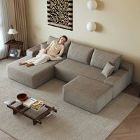 270cm Boneless Modular Corner Sofa, L-Shaped Modular Couch with Armchair