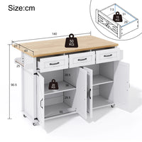 Kitchen Island with Folding Worktop Equipped with 5 Adjustable Rollers 4 Doors 3