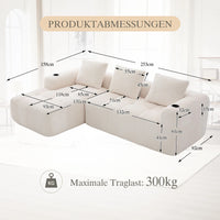 Compact Sofa Soft, Modular Sofa with Side Pocket and Beverage Holder