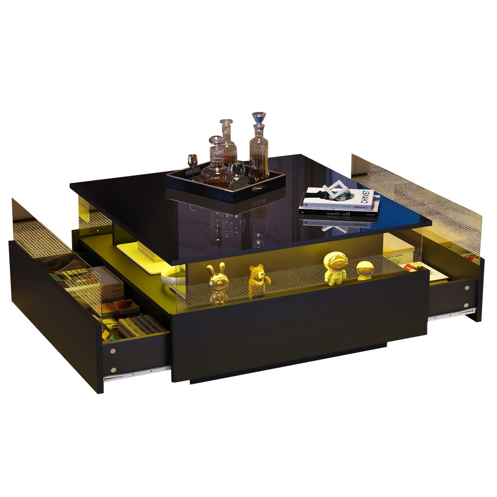 70*70*41cm Modern High Gloss LED Coffee Table